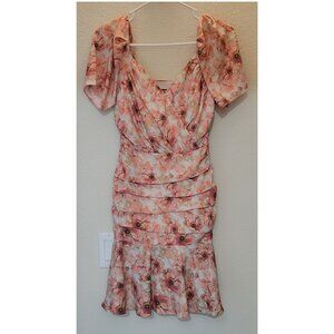 Express Dress short orange white floral size 00